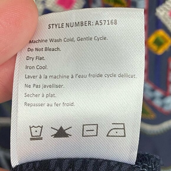 Anthropologie Bohemian Embroidered Tunic One September Size Small Blue Boho‎ Top - Picture 8 of 14